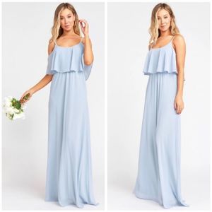 Show Me Your Mumu Caitlin Ruffle Blue Maxi Dress